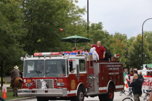 Town President Larry Dominick led the Mexican Independence Parade Sunday Sept. 17 on a refurbished Fire Truck