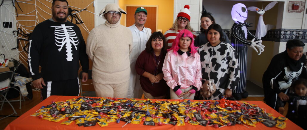 Attendees at the CIcero Community Annual Family Halloween Party at the Cicero Community Center