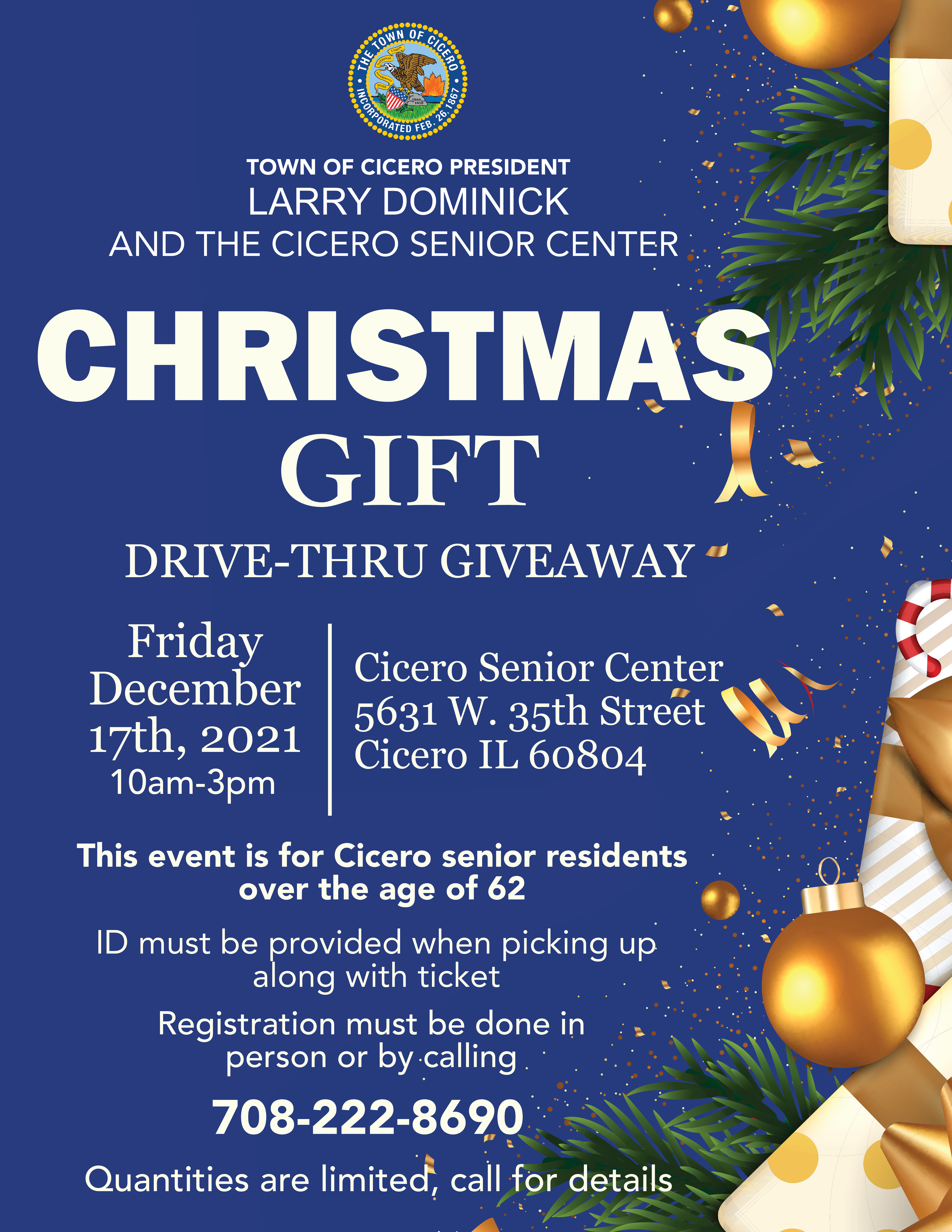 Senior Christmas Give Drive-Thru planned for Dec. 17