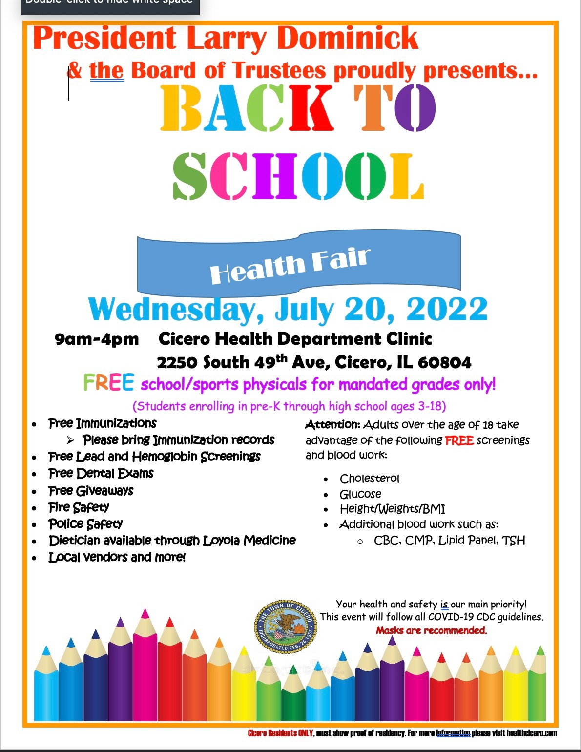 Back to School Health Flyer Eng