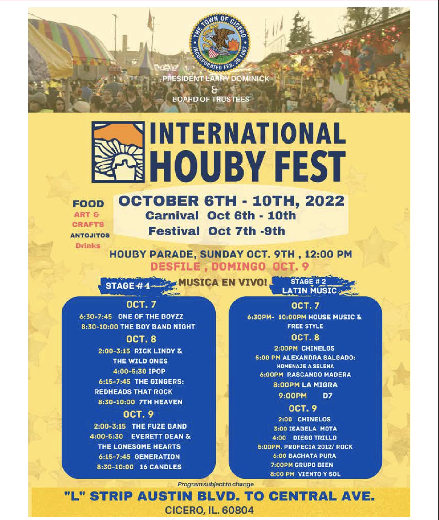2022 Cicero Houby Festival flier Town of Cicero, IL