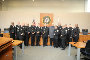 Town President Larry Dominick and Police Chief Thomas Boyle with the Cicero Police Command Staff Nov. 9, 2022