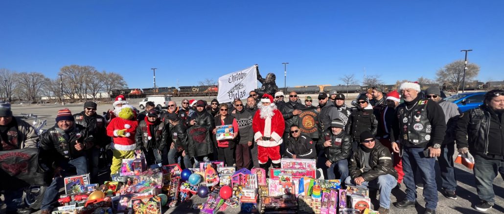 Cicero officials join volunteers from local motorcycle clubs to collect toys to donate to needy children and families