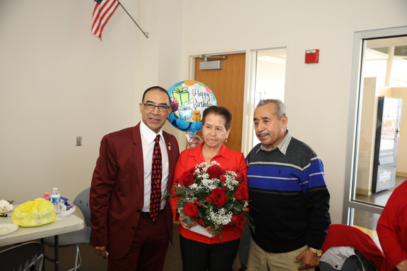 Cicero Trustee Victor Garcia joins members of the Hispanic Seniors Club at their weekly meeting Feb. 14, 2023