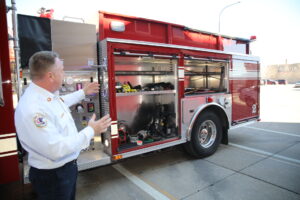 Cicero Fire Chief Jeffe Penzkofer describes the new technology that comes with the new Fire Truck.