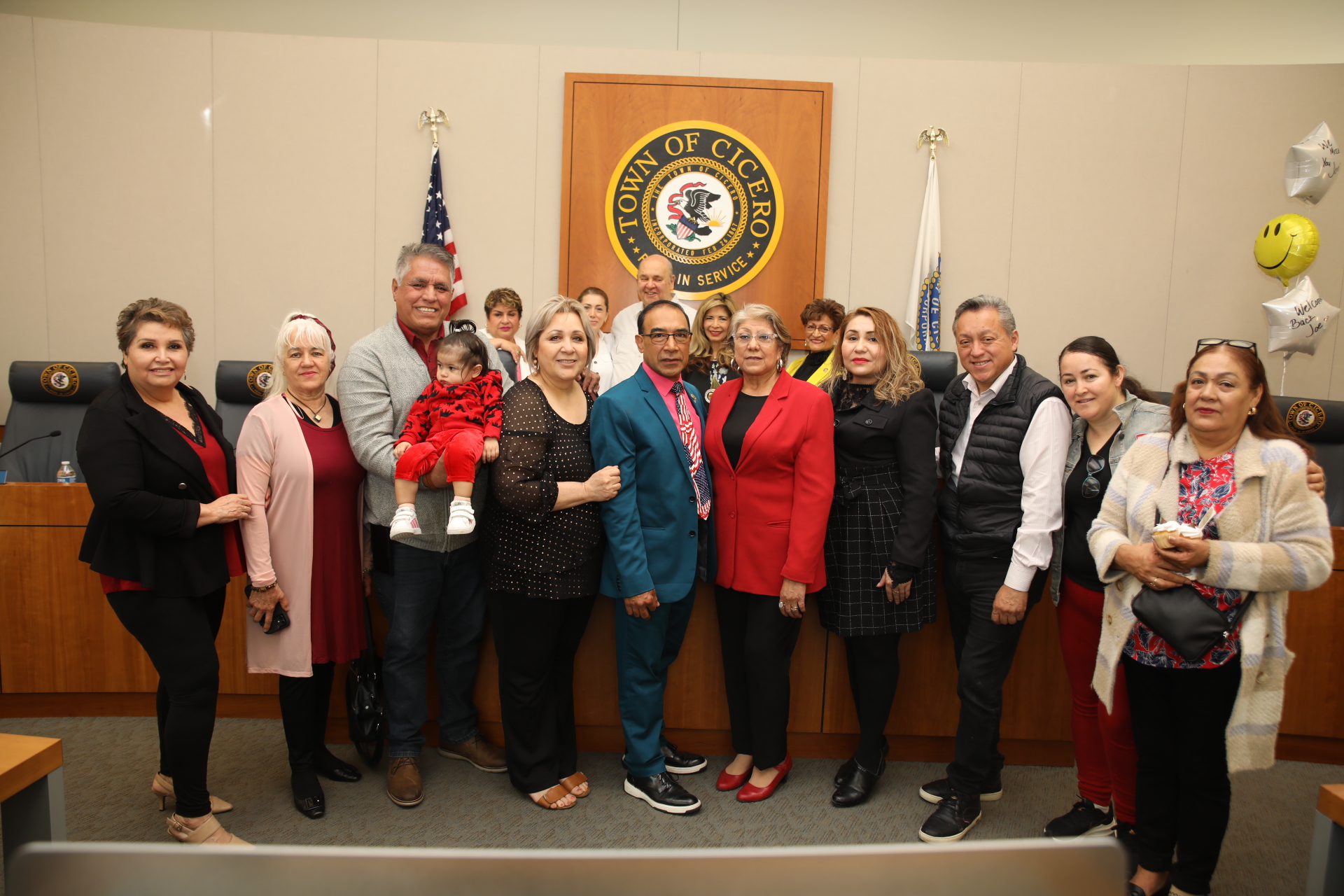 Trustee Victor Garcia with friends and family after being sworn in to a new term as Trustee at the May 9, 2023 board meeting