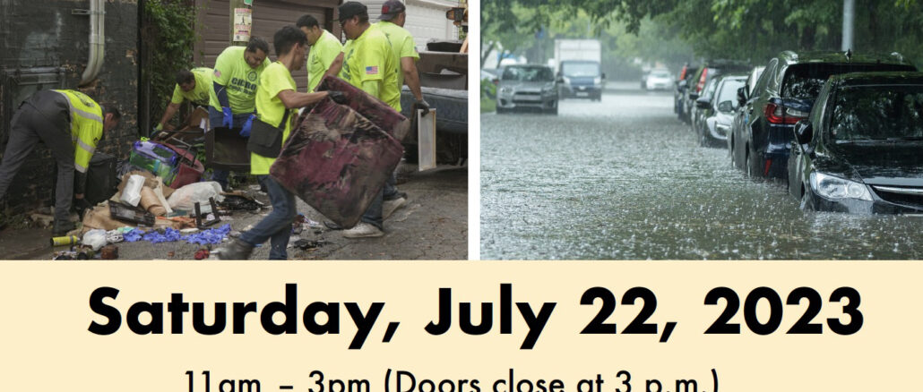 Cicero and Red Cross post-flood recovery event July 22, 2023, Saturday from 11 am until 3 PM at Cicero Community Park, 34th and Laramie Ave