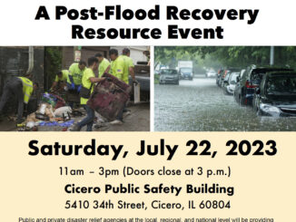 Cicero and Red Cross post-flood recovery event July 22, 2023, Saturday from 11 am until 3 PM at Cicero Community Park, 34th and Laramie Ave