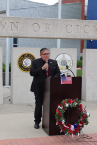 Cicero Memorial Day Commemoration 2024. Co-Organizer Mario Castaneda of State Farm Insurance
