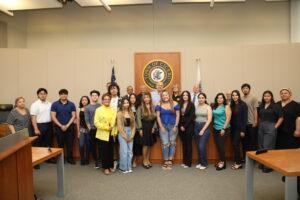 50 area students who received scholarships from LULAC in part as a result of support from the Town of Cicero and Town President Larry Dominick at board meeting July 9, 2024